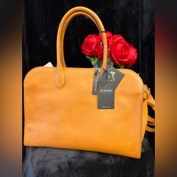 💛NWT- Claudia Firenze Caramel  look alike Margaux VIRAL GORGEOUS Leather Bag💛 - Picture 10 of 12